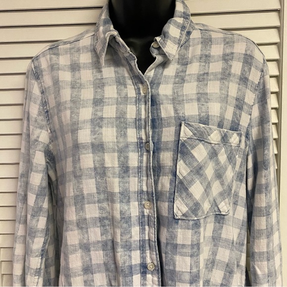 Aeropostale Oversized Boyfriend Button Down Plaid Shirt Distressed SZ SM - Picture 2 of 5